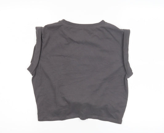 Cider Women's Grey Sleeveless Tie T-Shirt Size S