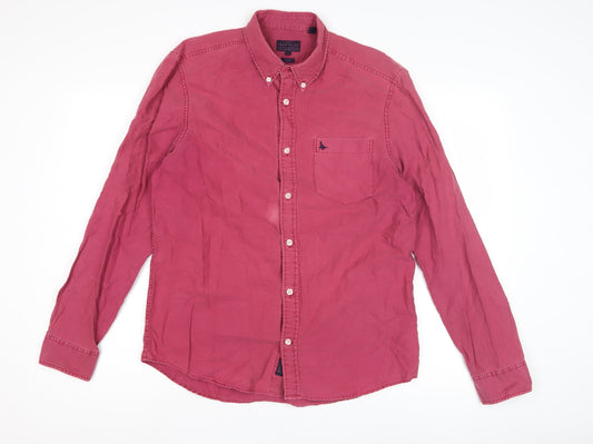 Jack Wills Men's Red Slim Fit Button-Up Shirt M