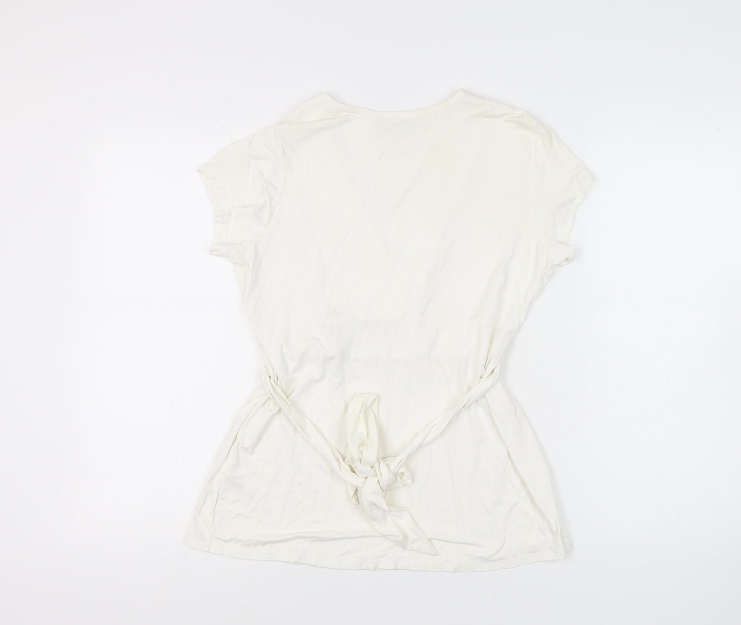 Wallis Petite Ivory Wrap Blouse - Size 14, Classic Style