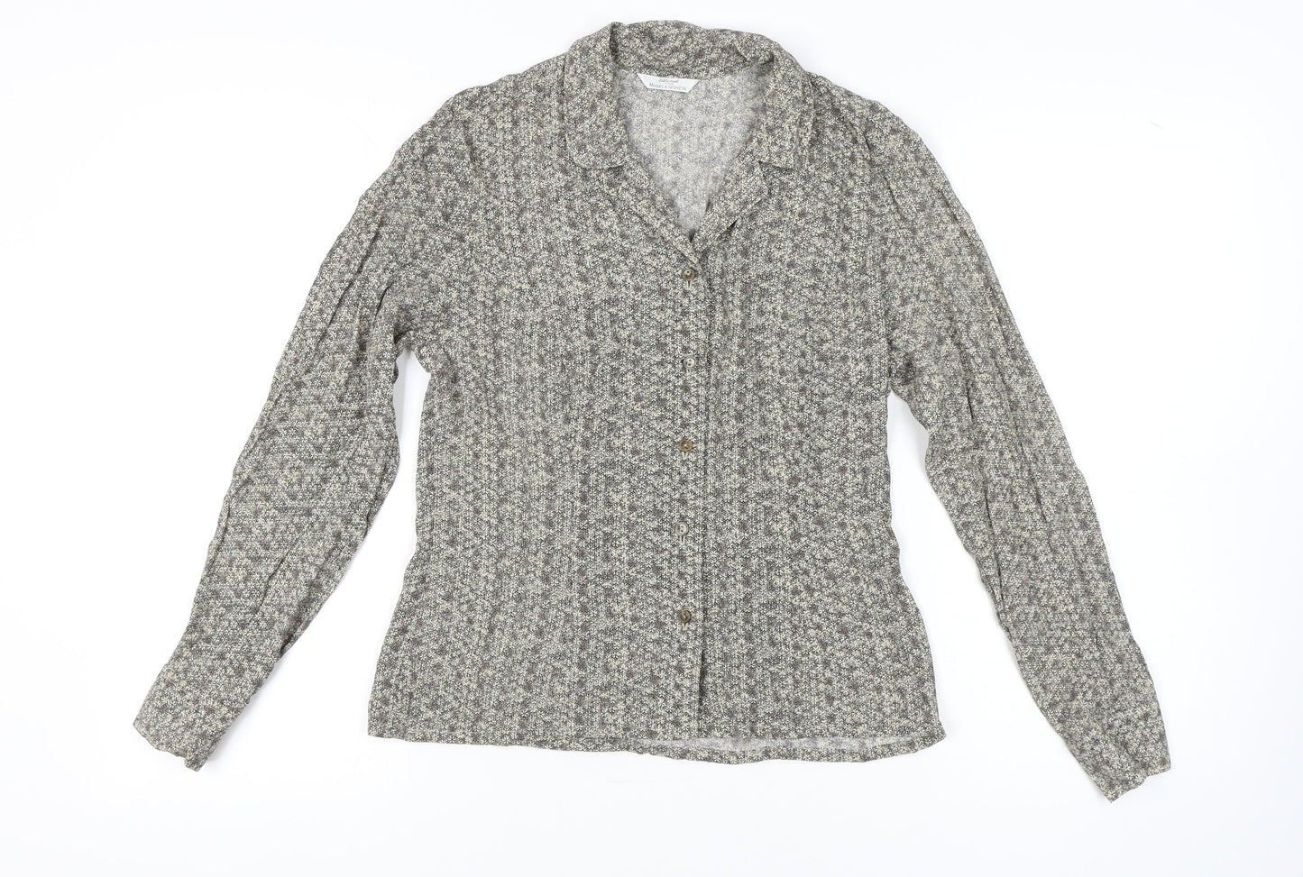 Marks and Spencer Women's Grey Floral Button-Up Shirt