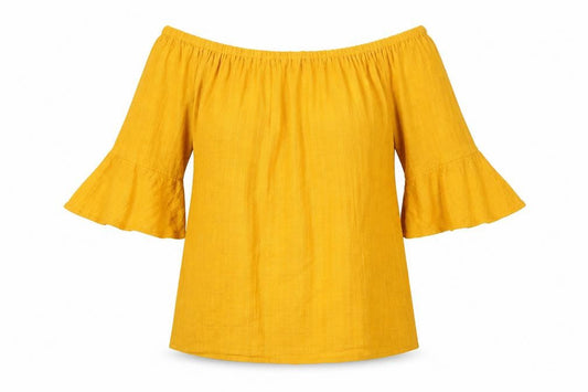 Womens UK Size 8 FatFace Yellow Cotton Blouse