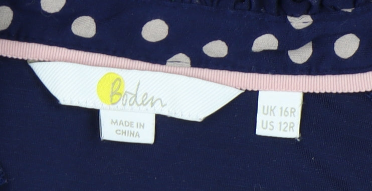 Boden Women's Blue Polka Dot Midi A-Line Dress Size 16