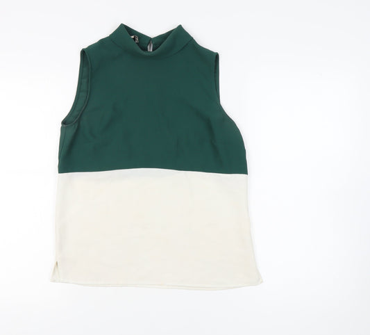 Hobbs Women's Green Colourblock Blouse Size 10