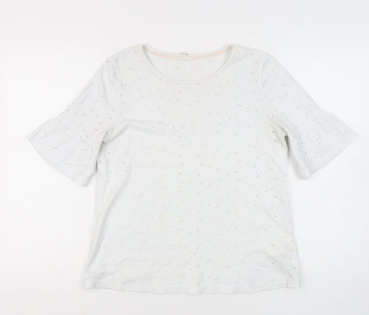 White Stuff Women's White Flared Sleeve Top Size 12