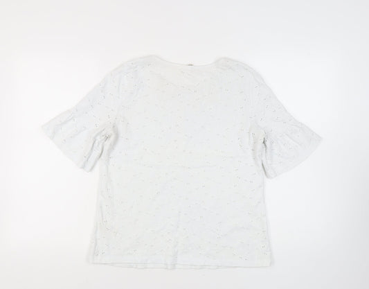 White Stuff Women's White Flared Sleeve Top Size 12