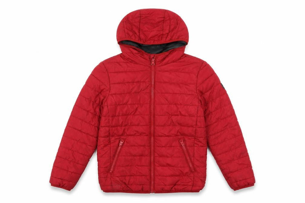 Front view of Jack & Jones boys’ red puffer jacket -, size 10, years