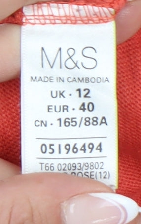 Marks and Spencer Women's Red 3/4 Sleeve T-Shirt