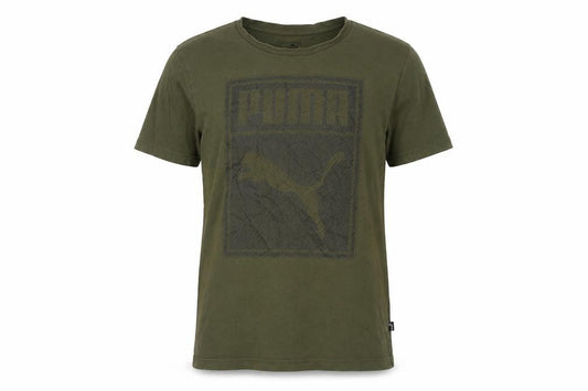 Puma Men's Green T-Shirt S Graphic Print Logo Casual