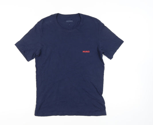 HUGO Men's Blue Crew Neck T-Shirt - Small