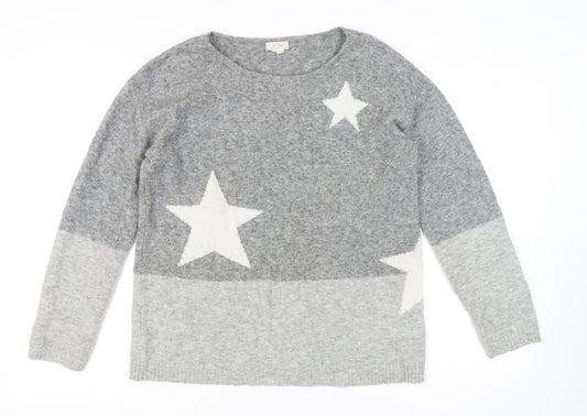 Fat Face Women's Grey Star Pullover Jumper Size 12