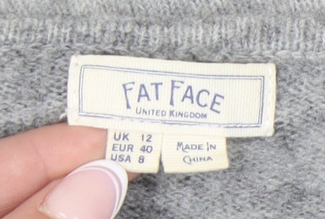 Fat Face Women's Grey Star Pullover Jumper Size 12