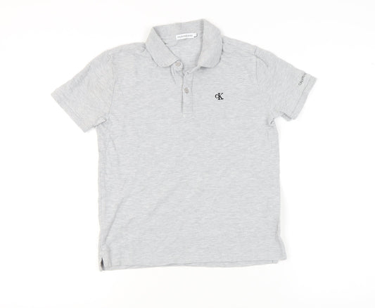 Calvin Klein Boys Grey Polo Shirt, Size 14, Short Sleeve