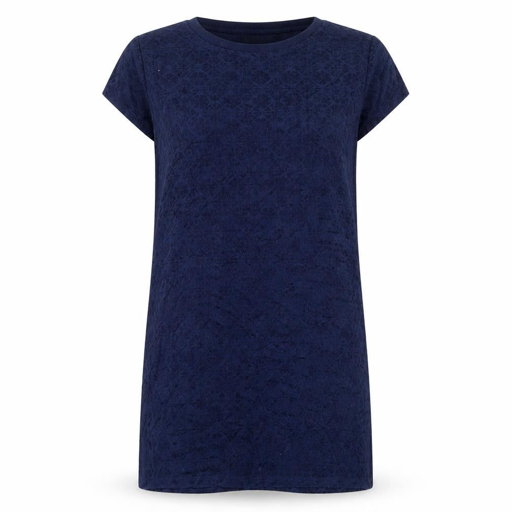 Front view of Land's End Blue Women's Dress L Short Sleeve Knit
