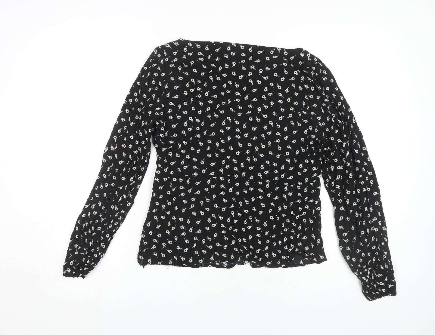 Oasis Women's Black Floral Blouse, Size 16