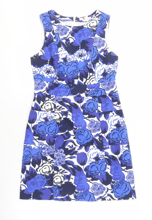 Boden Women's Blue Floral Sheath Dress, Size 12, Knee Length