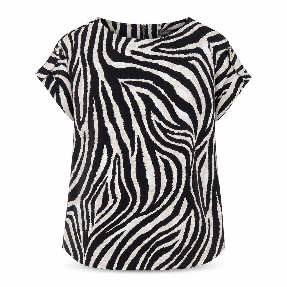 Front view of Dorothy Perkins Zebra Print Multicoloured Top UK 12