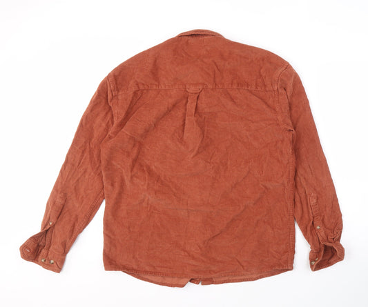 ASOS Men's Corduroy Shirt Brown 2XS Long Sleeve