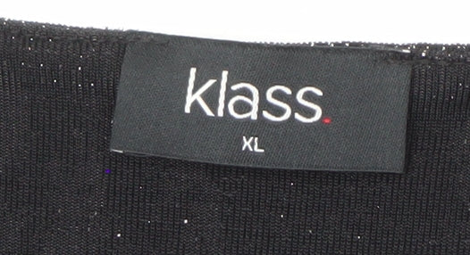 Womens UK Size 12 Klass Black Polyester Blend Blouse