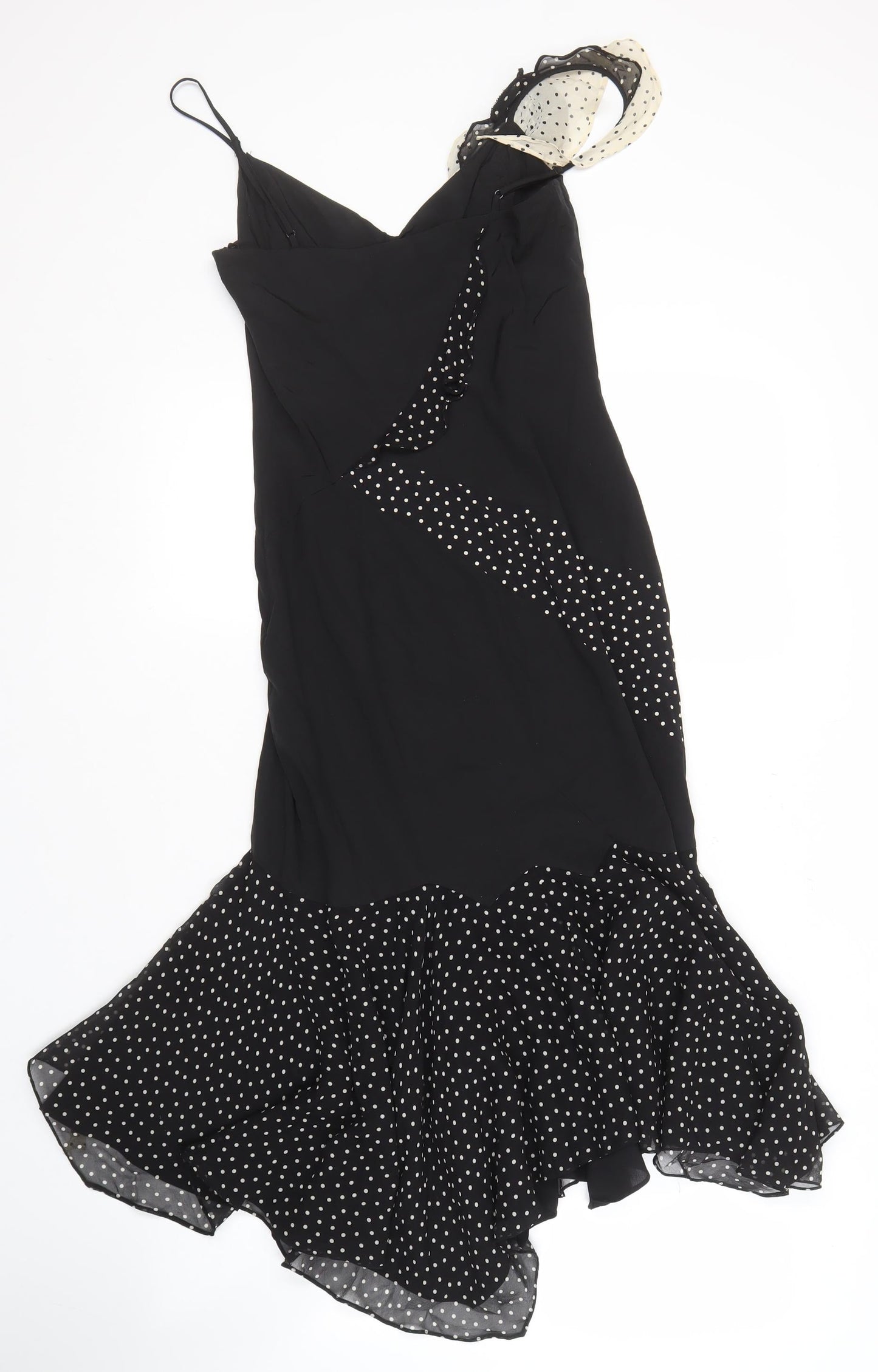 Karen Millen Black Polka Dot Dress, Women, Size 8, Silk