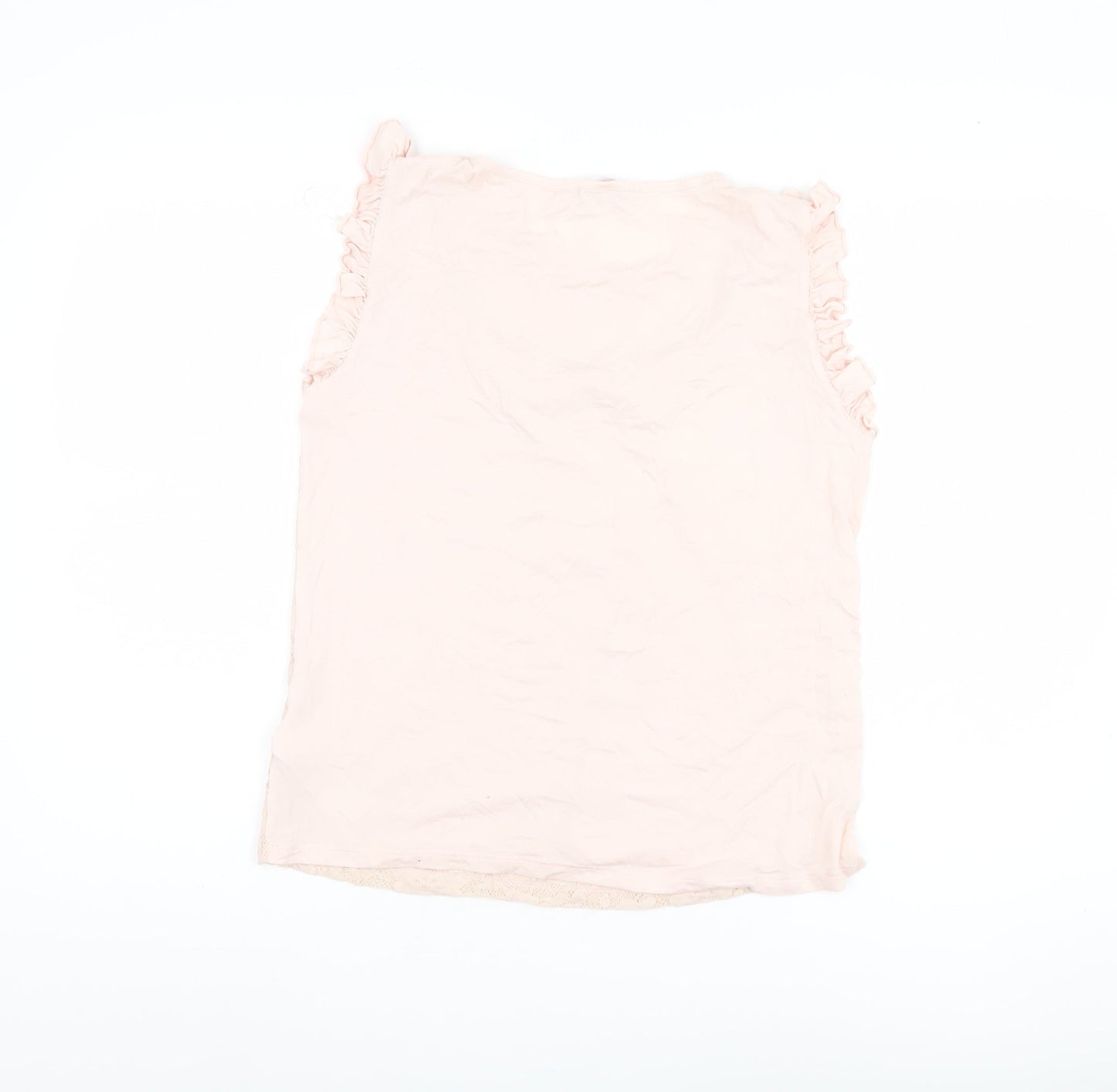 Red Herring Pink Blouse Women Size 14 Sleeveless Ruffle