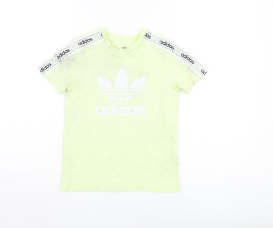 Adidas Girls Green T-Shirt, Size 7-8 Years, Logo Design
