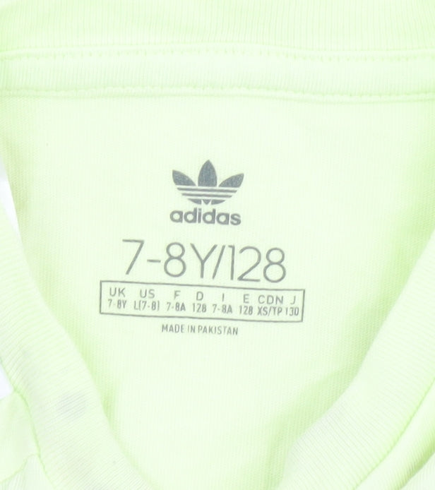 Adidas Girls Green T-Shirt, Size 7-8 Years, Logo Design