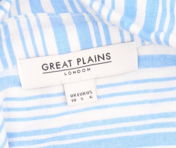 Great Plains Women's Blue Striped Button-Up Shirt Size 10