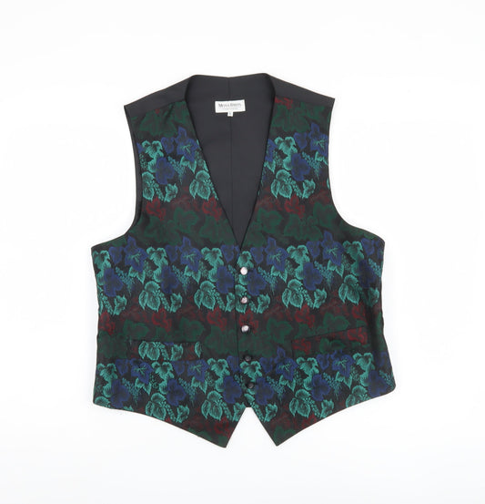 Moss Bros Men's Multicoloured Floral Waistcoat L