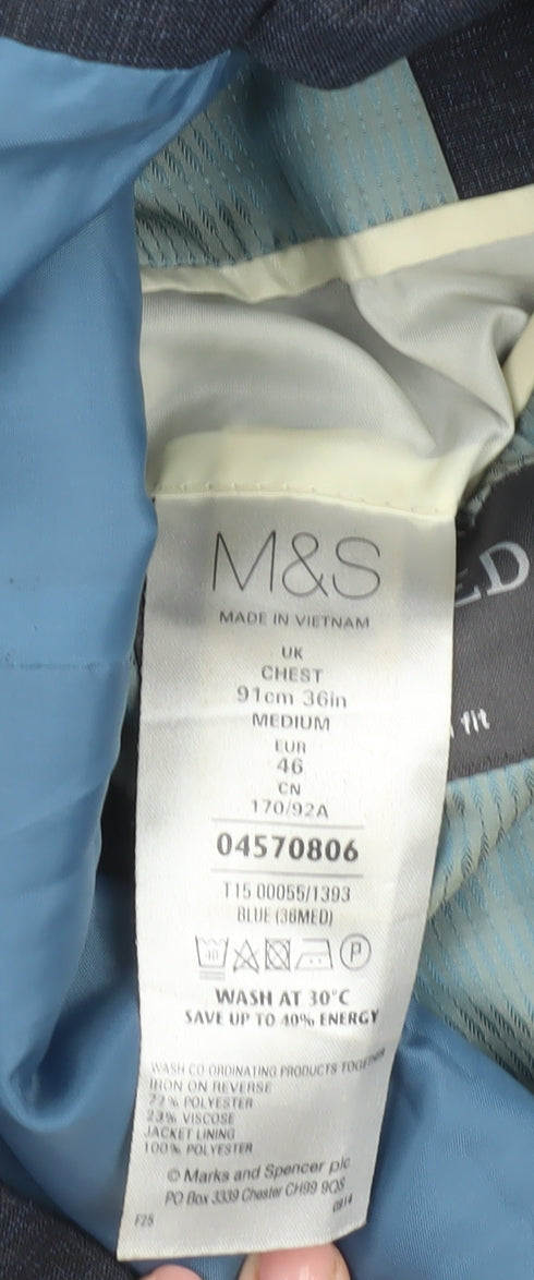 Marks and Spencer Men's Blue Blazer 36 Regular Fit