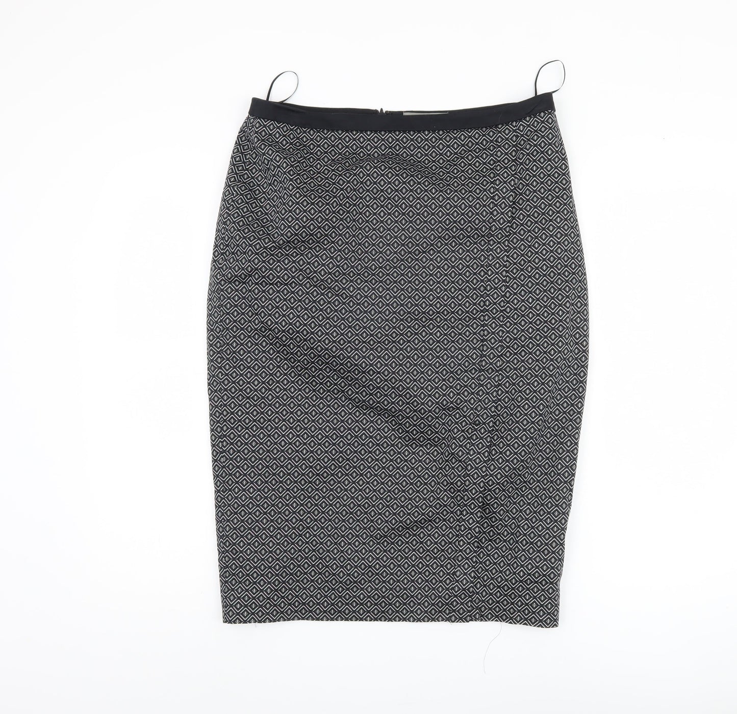 Oasis Women's Black Geometric Midi Pencil Skirt Size 14