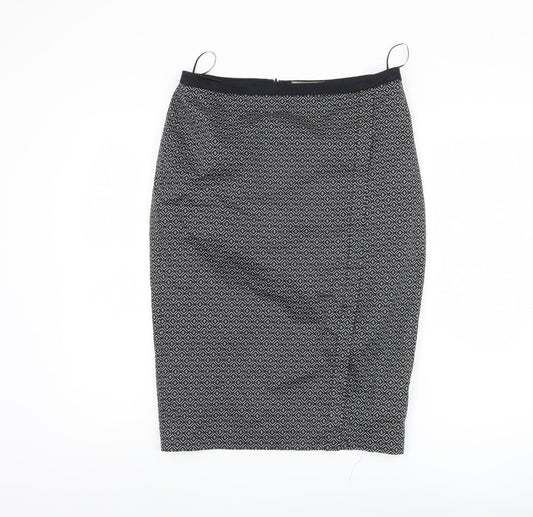 Oasis Women's Black Geometric Midi Pencil Skirt Size 14