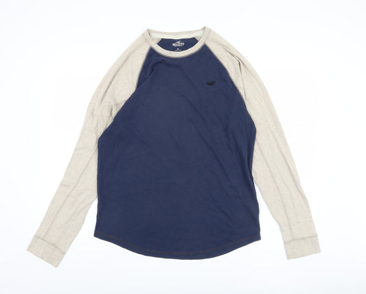 Hollister Men's Blue Long Sleeve Crew Neck T-Shirt M