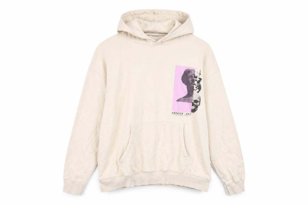 Topman Men’s Beige Graphic Print Hoodie L Pullover