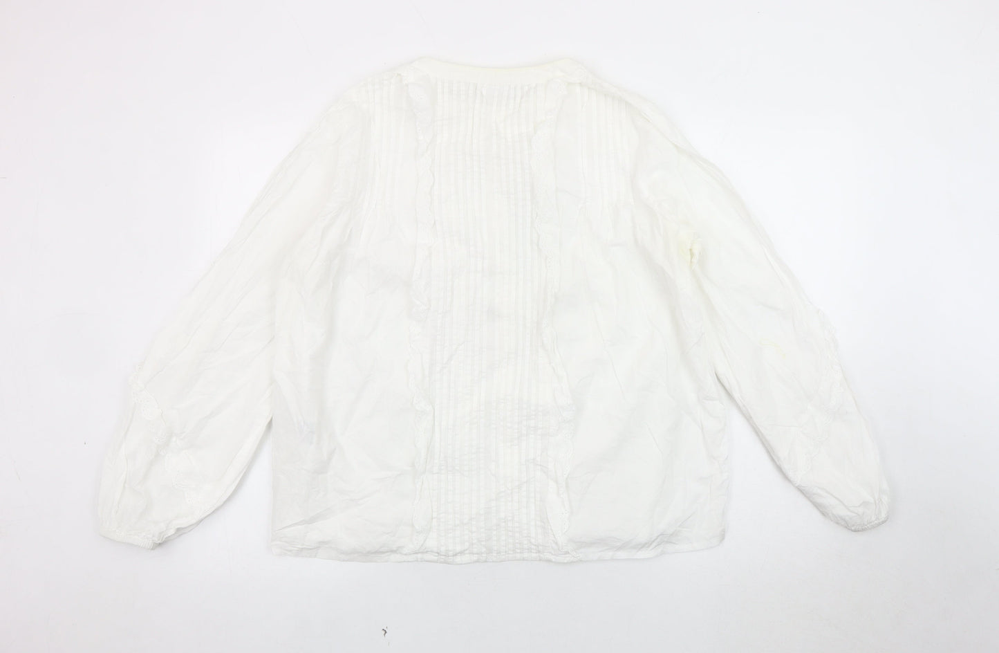 VILA Women's White Blouse - Size 16, Button Accent