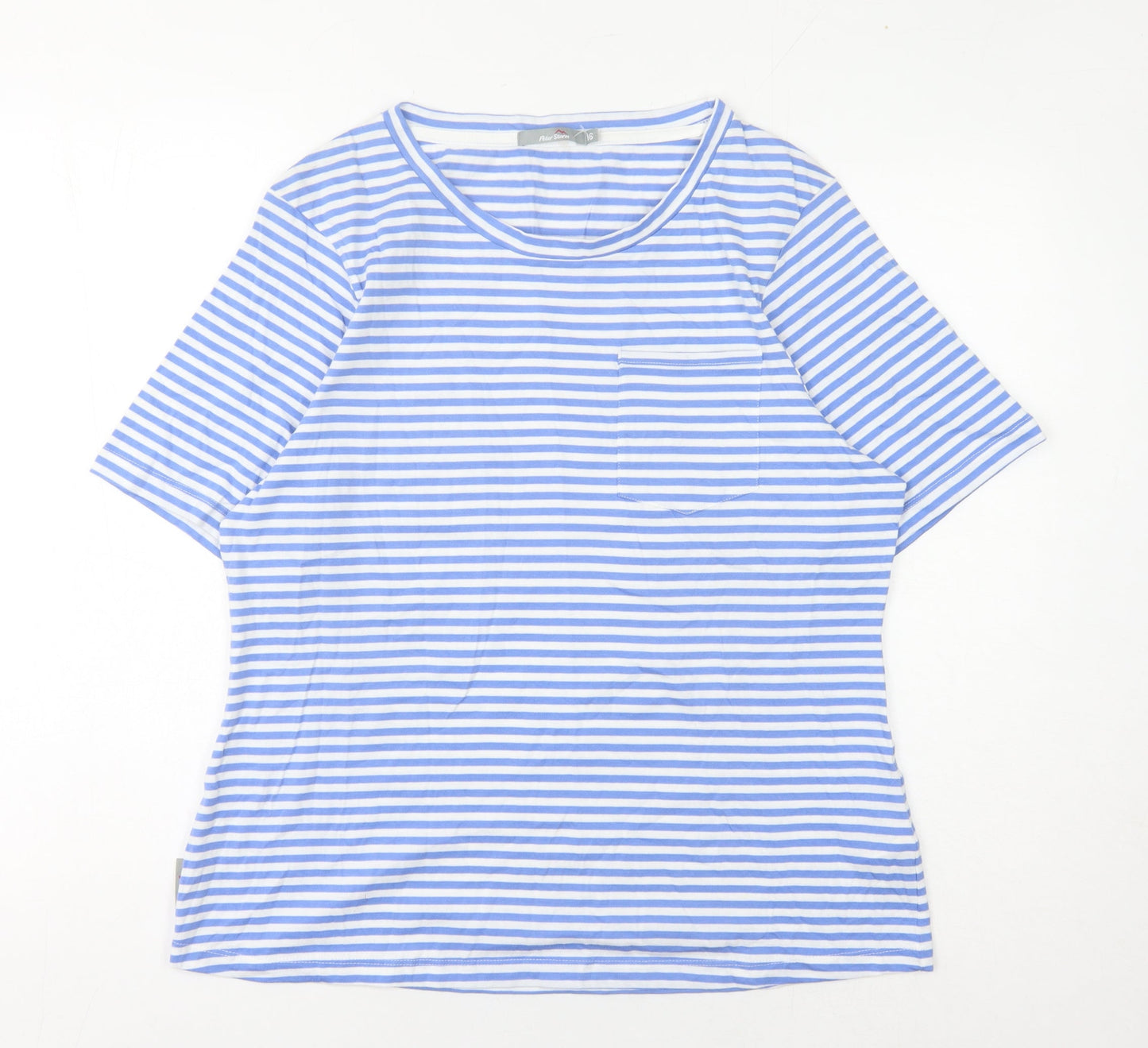 Peter Storm Women's Blue Striped T-Shirt Size 16