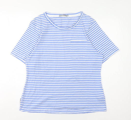 Peter Storm Women's Blue Striped T-Shirt Size 16