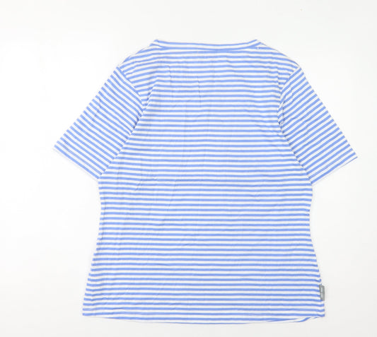 Peter Storm Women's Blue Striped T-Shirt Size 16
