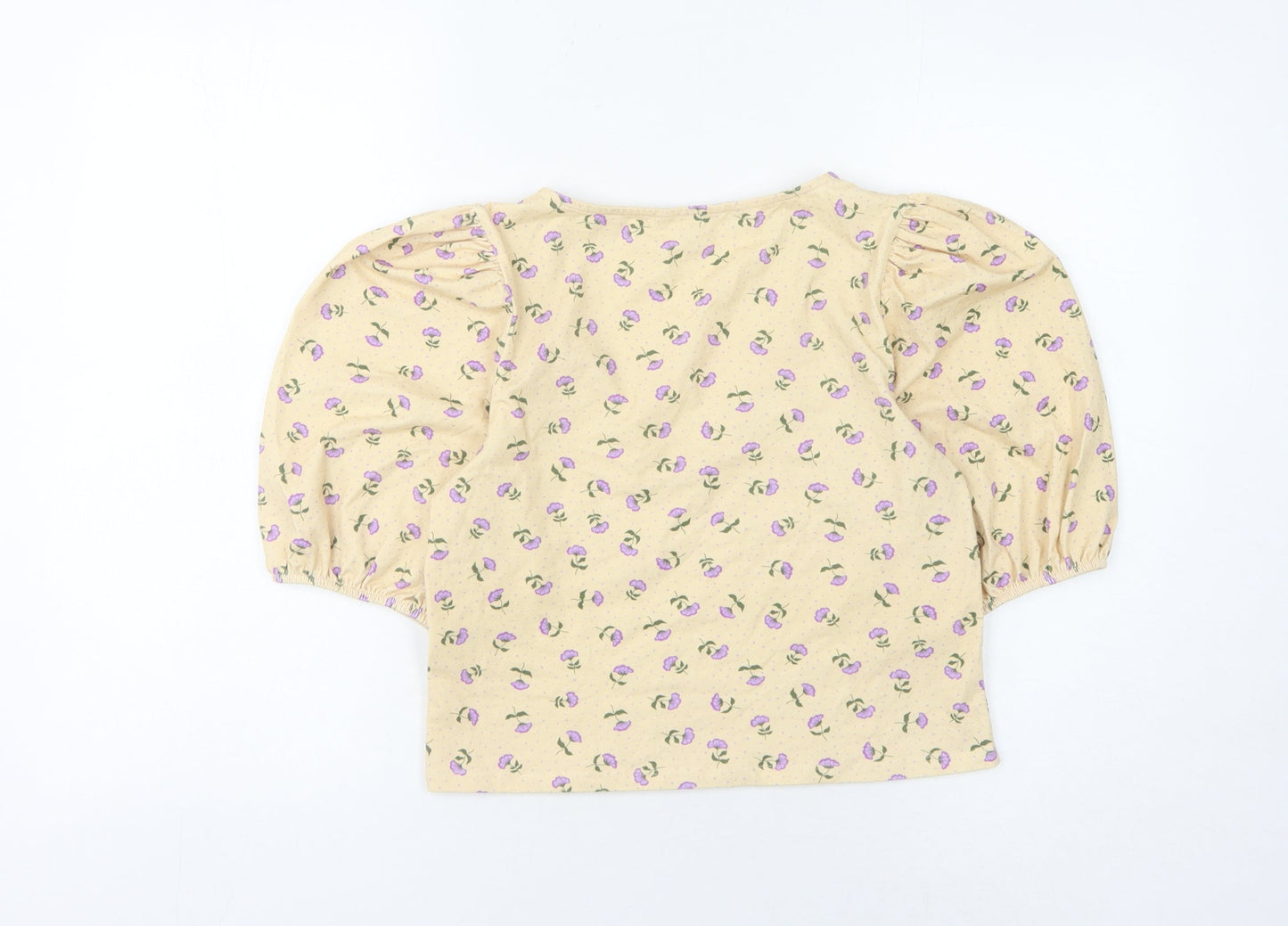 Monki Women's Beige Cropped Floral Top, Size M