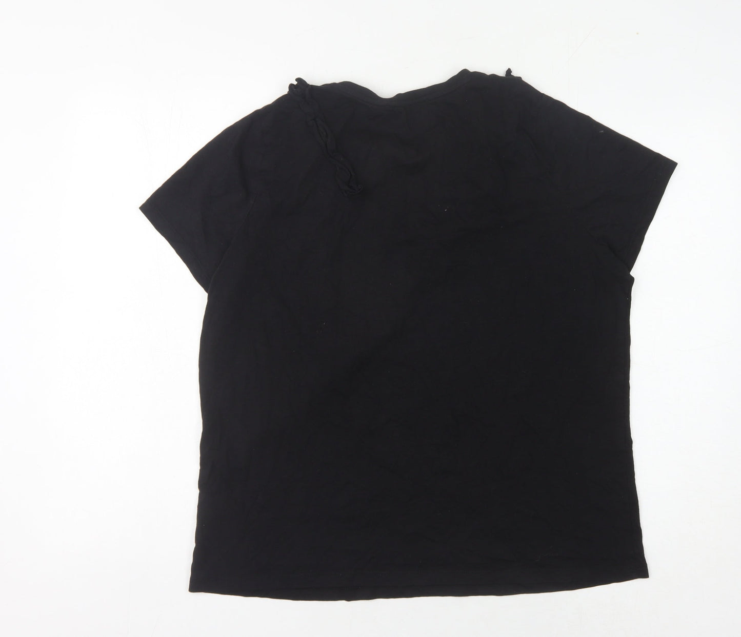 V by Very Women's Black T-Shirt Size 16 Casual Ruffle