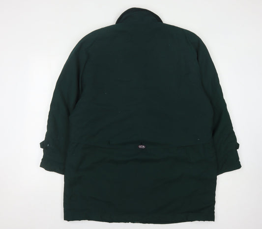 NUAGE Women's Green Long Coat, Size 16, Button Accent