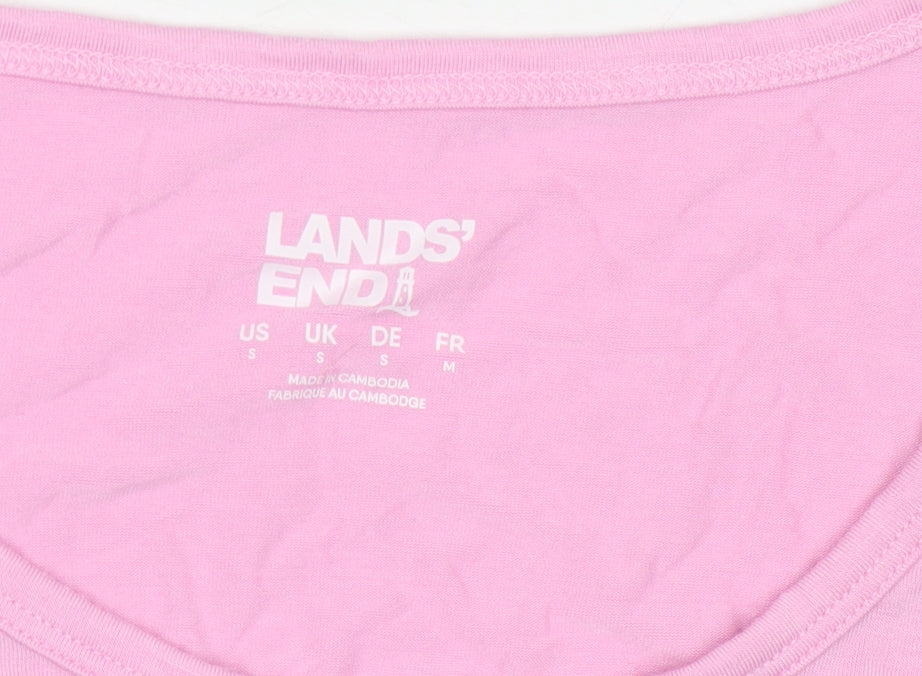 Lands' End Women Pink T-Shirt, S, Casual, Lightweight