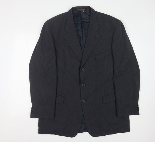 Marks and Spencer Men's Blue Wool Blazer, Size 44R Vintage