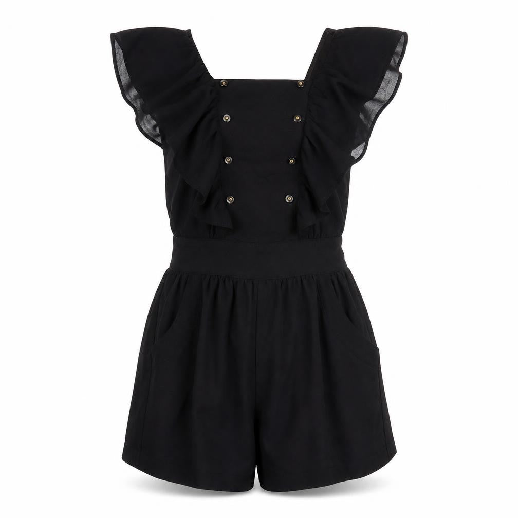 Miss Selfridge Black Women's Ruffle Playsuit Size 10