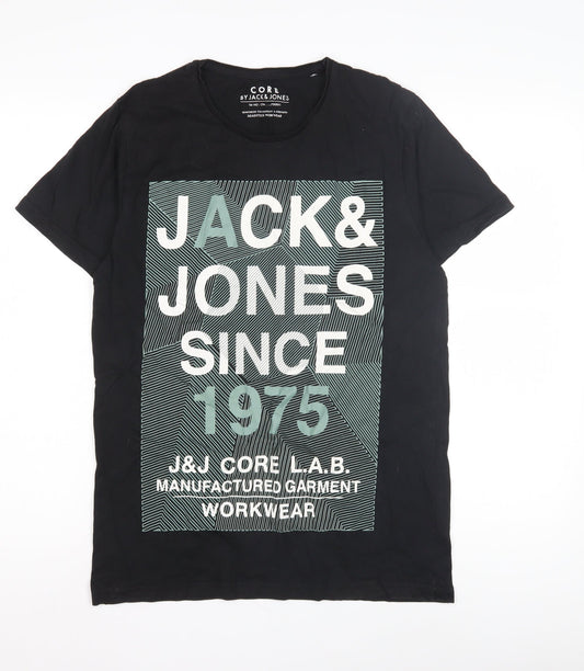 Jack & Jones Men's Black Graphic T-Shirt Size M