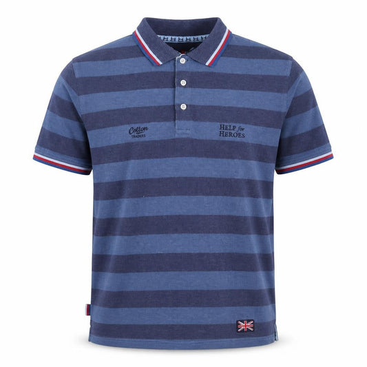 Cotton Traders Men's Blue Striped Polo Shirt M