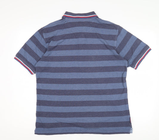Cotton Traders Men's Blue Striped Polo Shirt M