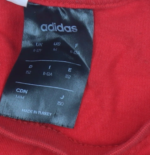 Adidas Boys Red Graphic Print T-Shirt 11-12 Years