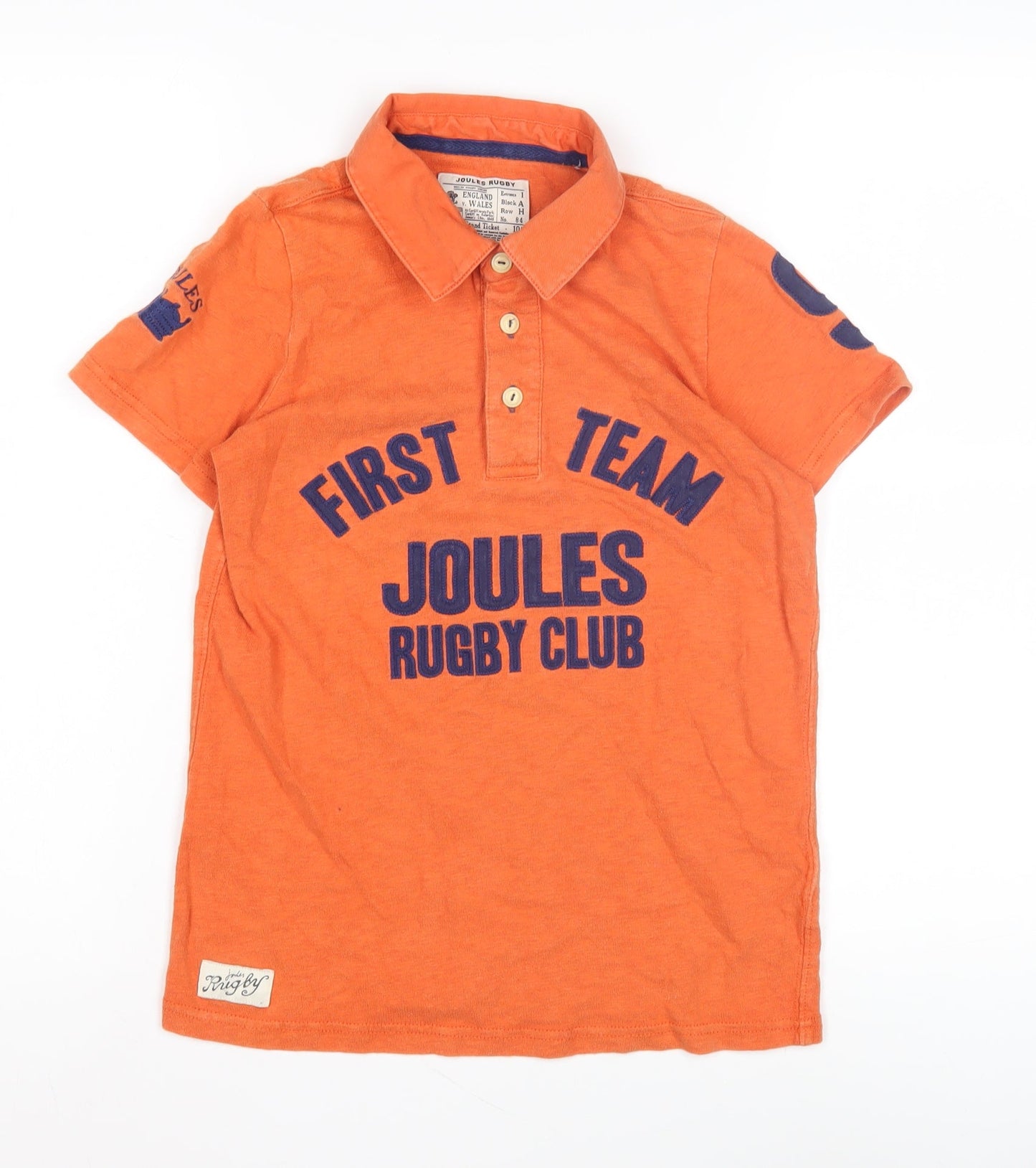 Joules Boys Orange Polo Shirt M Classic Rugby Style