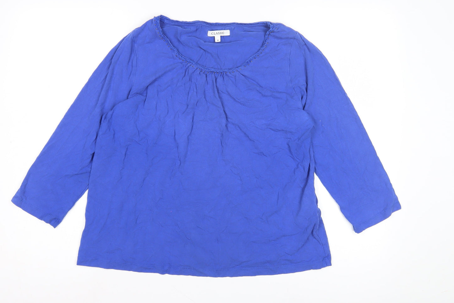 Classic Women's Blue 3/4 Sleeve Basics Top Size 16