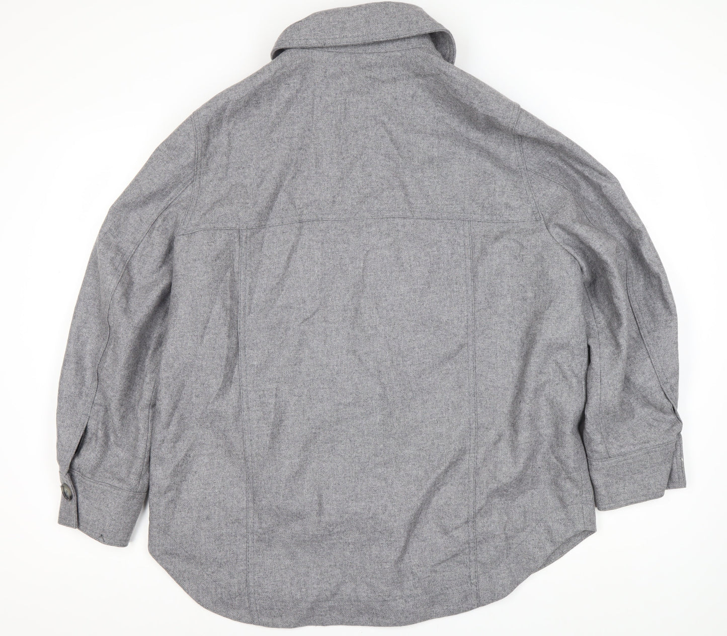 H&M Men's Grey Wool Blend Mid-Length Jacket M
